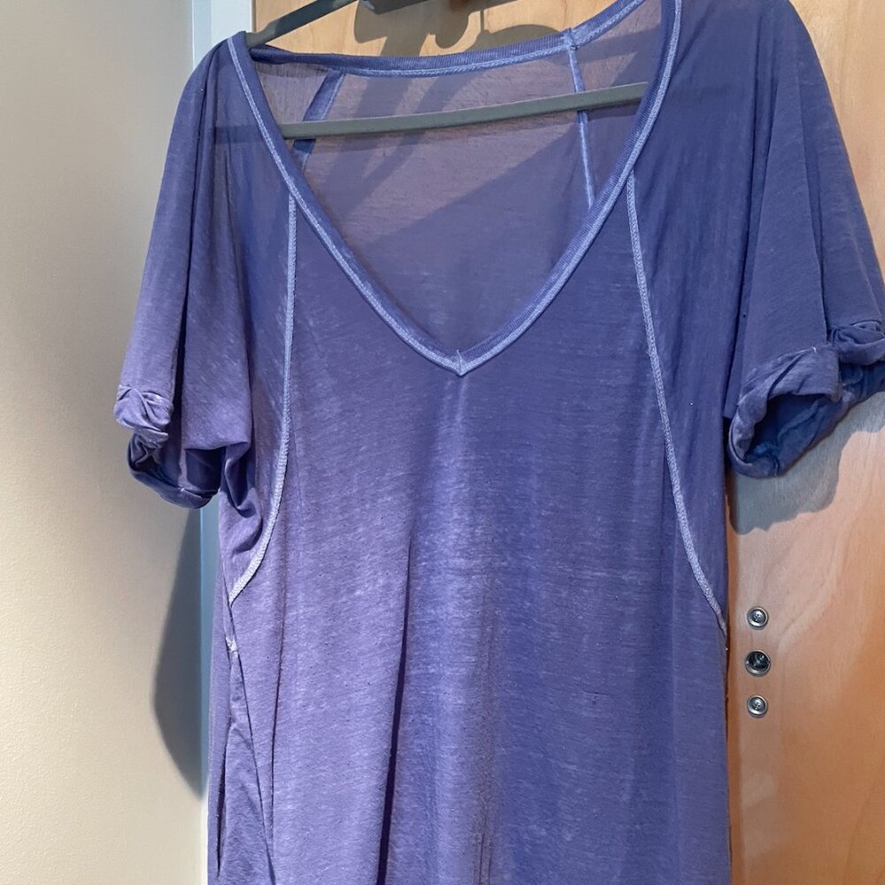 Free People We The Free Burnout V-Neck Tee - Indigo (Medium)